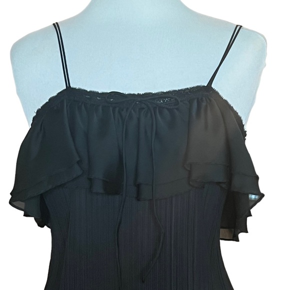 Lanvin Paris New York Black Crinkle Dress MIDI Fits Small Medium Sleeveless - Picture 2 of 16